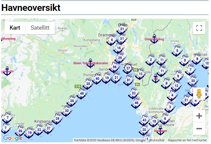 Det finnes havner langs hele kysten. Her fra Havneguidens digitale utgave.