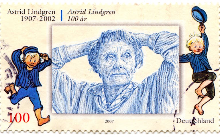 Tysk frimerke til minne om Astrid Lindgren