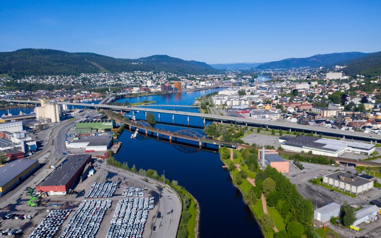 Utsikt over deler av havnen i Drammen - Foto: Getty Images