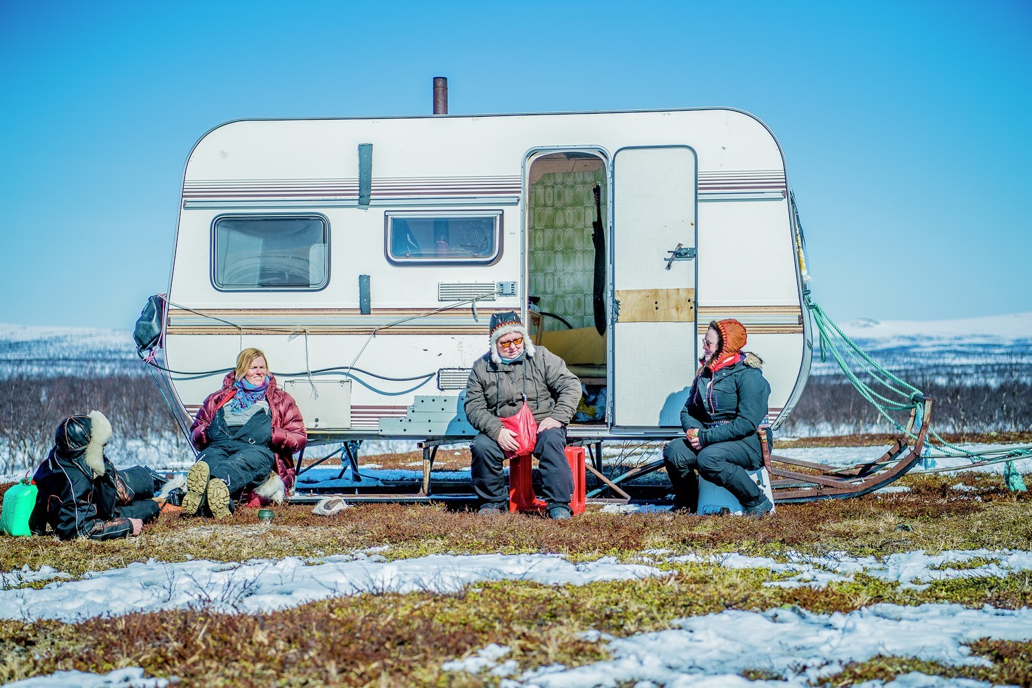 Bilde av campingliv under reinflytting i Karasjok