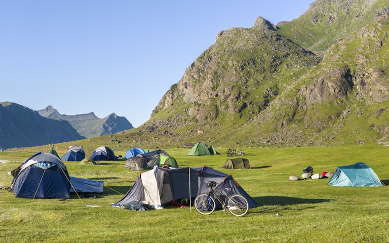 Camping på sykkelferie i Lofoten