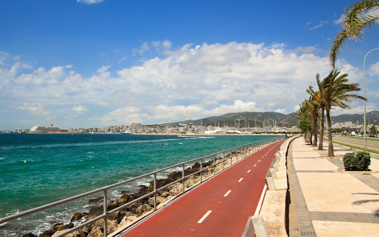 Godt tilrettelagt med sykkelvei langs Palmabukta på Mallorca - Foto: Getty Images
