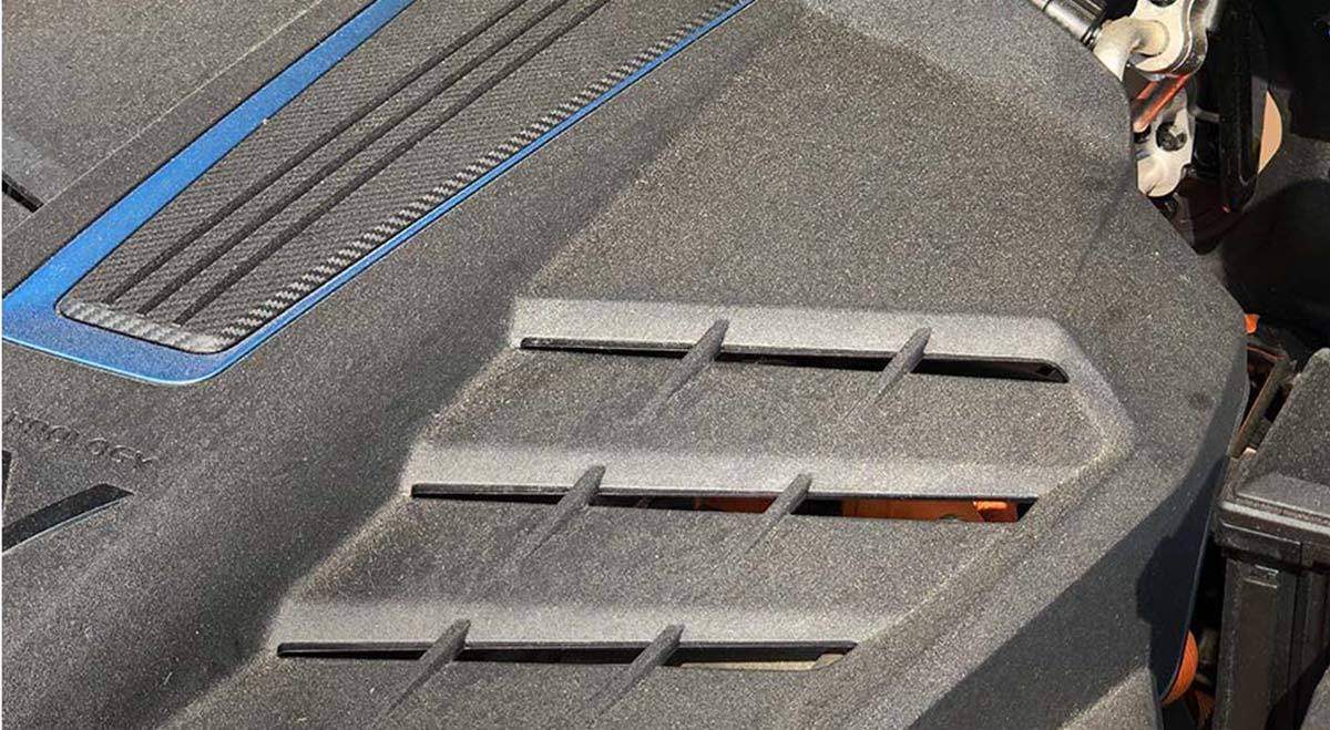 Dårlig detaljbilde av interiør i en bil