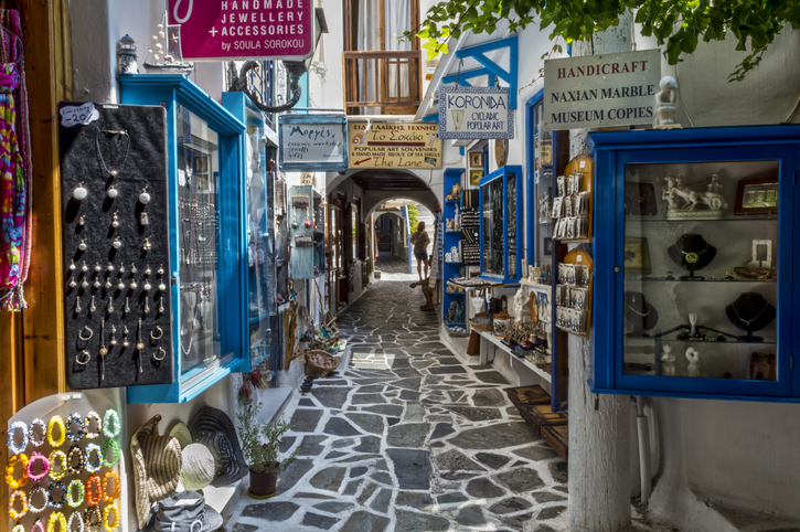 Markedet i gamlebyen på Naxos, i Hellas