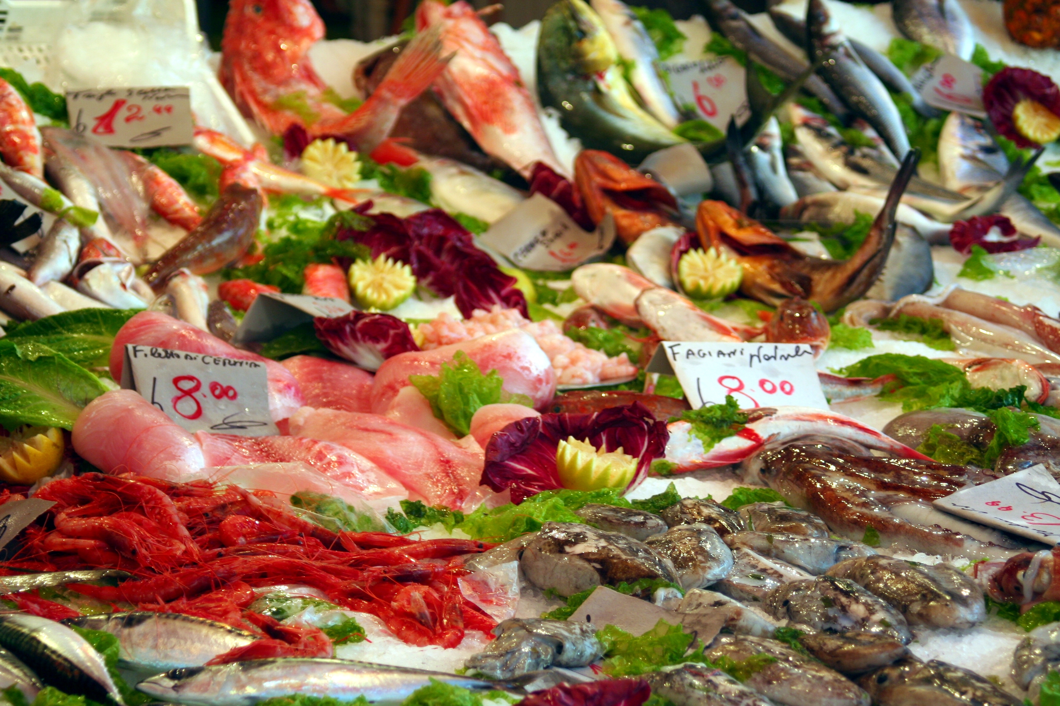 Utsnittsbilde fra et av fiskemarkedene i Palermo, Sicilia