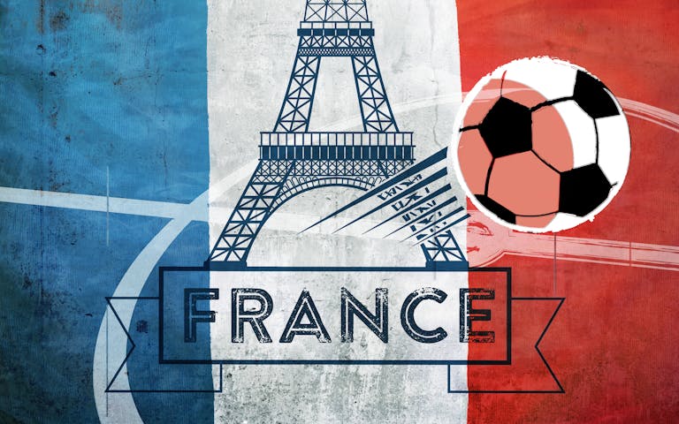 Grafisk bilde av fotball i Paris og Frankrike