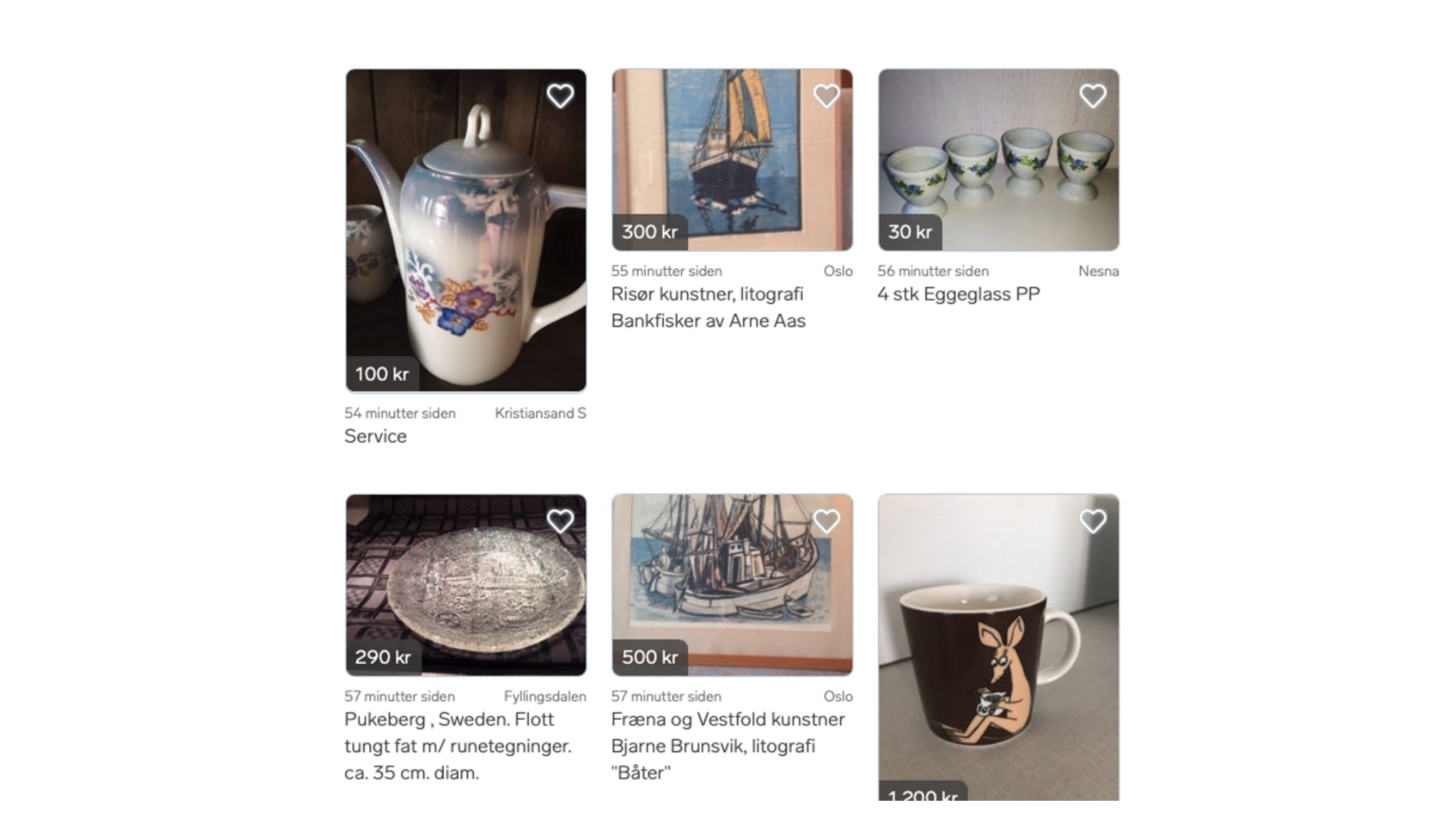 STORT UTVALG: Mange nordmenn søker jevnlig etter antikviteter og brukte designmøbler hos FINN. Foto: Skjermdump