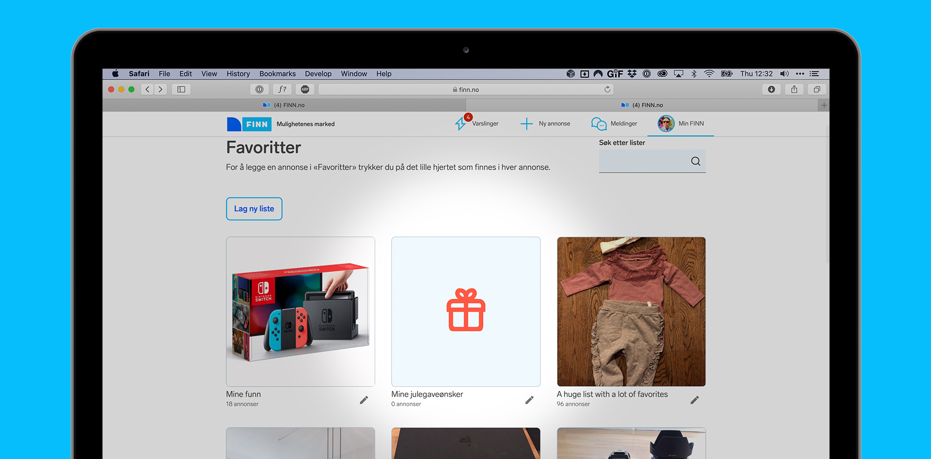 PÅ PC: Julegave-ønskelisten din vil bli liggende sammen med resten av listene dine under "Favoritter".