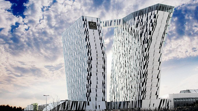 Fasaden på Marriot Bella Sky Copenhagen. Say no more.
