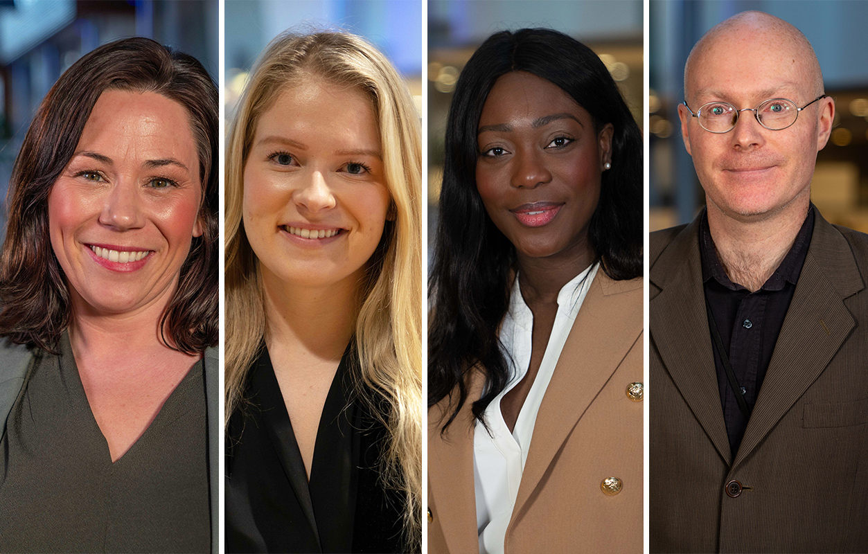 VIS DINE PERSONLIGE EGENSKAPER:  Karina Birkeland, Divisjonsdirektør for kompetanse og kultur, DNB, Emilie Frøyland, Business manager i Danske Bank,  Claudia A. A Hedegaard ,Leder for organisasjonsutvikling i Aker Energy og Are Turmo, kompetansedirektør i NHO oppfordrer jobbsøkere og arbeidstakere til å være bevisste på hvordan de kan vise frem sine personlige egenskaper på en positiv måte. (Foto: FINN)