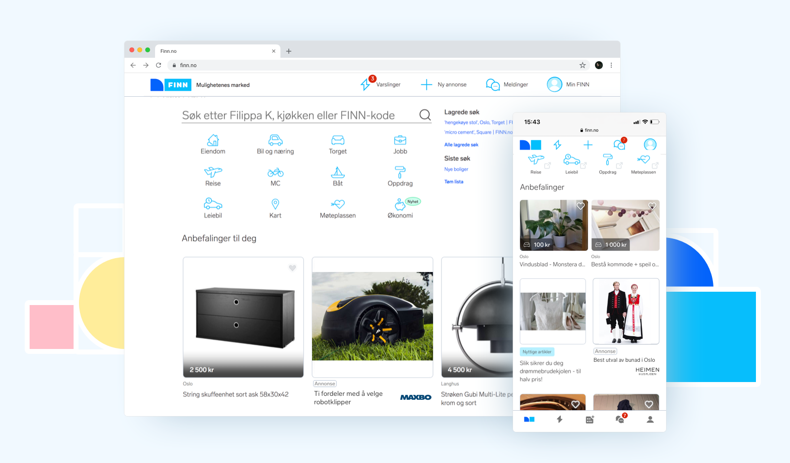 Anbefalinger på FINN forsiden